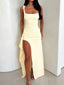 “Vera” Satin Slit Gown