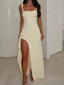 “Vera” Satin Slit Gown