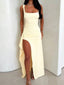 “Vera” Satin Slit Gown