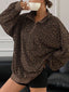 "Roam Free" Oversized Leopard 1/2 Zip Pullover