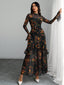 "Elaris" Sheer Sleeve Tiered Maxi Dress