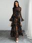 "Elaris" Sheer Sleeve Tiered Maxi Dress