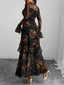 "Elaris" Sheer Sleeve Tiered Maxi Dress