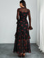 "Elaris" Sheer Sleeve Tiered Maxi Dress