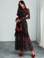 "Elaris" Sheer Sleeve Tiered Maxi Dress