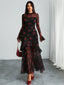 "Elaris" Sheer Sleeve Tiered Maxi Dress
