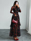 "Elaris" Sheer Sleeve Tiered Maxi Dress