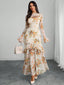 "Elaris" Sheer Sleeve Tiered Maxi Dress