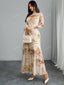 "Elaris" Sheer Sleeve Tiered Maxi Dress