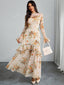 "Elaris" Sheer Sleeve Tiered Maxi Dress
