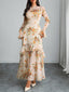 "Elaris" Sheer Sleeve Tiered Maxi Dress