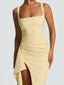 “Vera” Satin Slit Gown