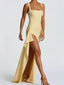 “Vera” Satin Slit Gown