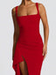 “Vera” Satin Slit Gown