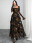 "Helena" Elegant Floral Evening Gown
