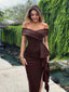 "Valentina" Off-Shoulder Peplum Bodycon Dress