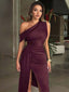"Naya" One-Shoulder Ruched Midi Dress
