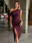 "Naya" One-Shoulder Ruched Midi Dress