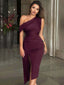 "Naya" One-Shoulder Ruched Midi Dress