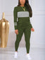 Striped Color Block Printed Sportwear Long Sleeve Top And Pants Set