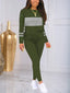 Striped Color Block Printed Sportwear Long Sleeve Top And Pants Set