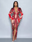 "Vibe Print" Plunge Maxi Dress