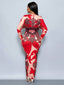 "Vibe Print" Plunge Maxi Dress