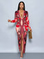 "Vibe Print" Plunge Maxi Dress