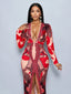 "Vibe Print" Plunge Maxi Dress