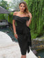 "Valentina" Off-Shoulder Peplum Bodycon Dress