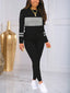 Striped Color Block Printed Sportwear Long Sleeve Top And Pants Set