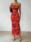 "Solea" Strapless Watercolor Midi