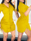 Zyanna | Short Sleeve Button-Up Dress with Waist Tie