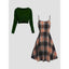 The "Hadley" 2-Piece Plaid Dress & Sweater Set