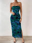 "Solea" Strapless Watercolor Midi