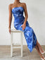 "Solea" Strapless Watercolor Midi