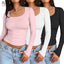 "Raya" 3-Pack Long Sleeve Square Neck Tops