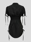 Zyanna | Short Sleeve Button-Up Dress with Waist Tie