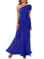 "Zyora" One-Shoulder Pleated Maxi Dress