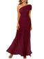 "Zyora" One-Shoulder Pleated Maxi Dress