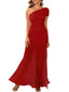 "Zyora" One-Shoulder Pleated Maxi Dress