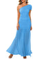 "Zyora" One-Shoulder Pleated Maxi Dress