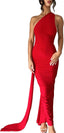 "Carmen" One-Shoulder Draped Gown