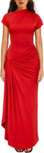 "Nadine" High Neck Draped Gown