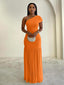 "Zyora" One-Shoulder Pleated Maxi Dress