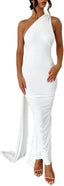 "Carmen" One-Shoulder Draped Gown