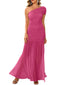 "Zyora" One-Shoulder Pleated Maxi Dress