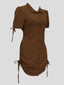 Zyanna | Short Sleeve Button-Up Dress with Waist Tie