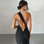 "Carmen" One-Shoulder Draped Gown