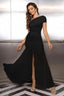 "Zyora" One-Shoulder Pleated Maxi Dress